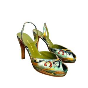 Multicolor Peep Toe High Heel Jacqueline Schnabel 8.5